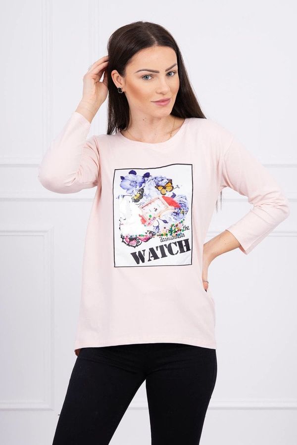 Kesi Blouse with graphics 3D Watch powder pink