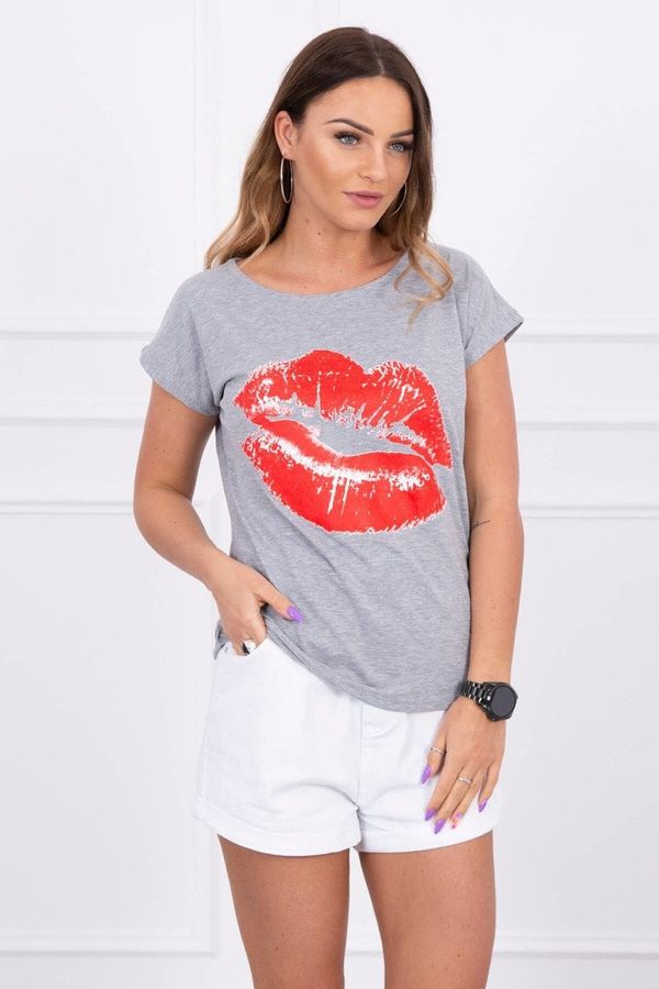 Kesi Blouse with grey lip print