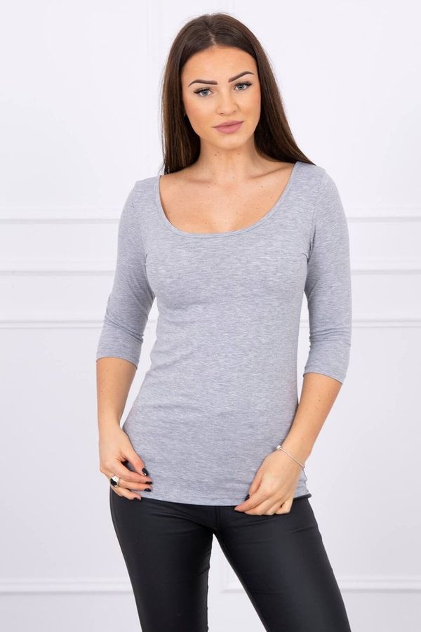 Kesi Blouse with round neckline gray melange