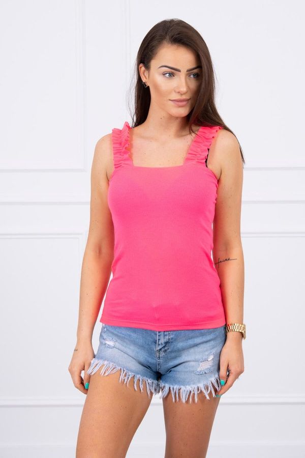 Kesi Blouse with ruffles on straps pink neon