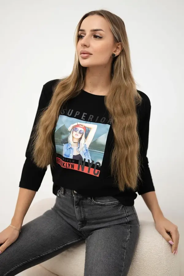 Kesi Blouse with Superior print black