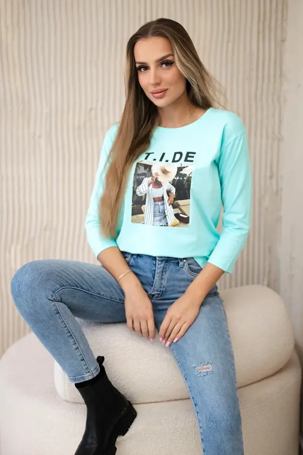 Kesi Blouse with Tide mint print