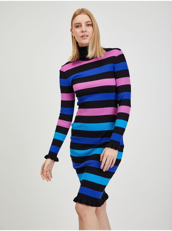 Orsay Blue and black women's striped sweater dress ORSAY