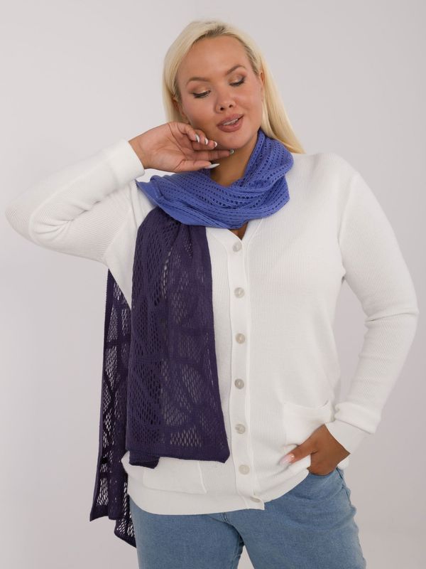 Fashionhunters Blue and navy blue cotton long women's scarf with wool