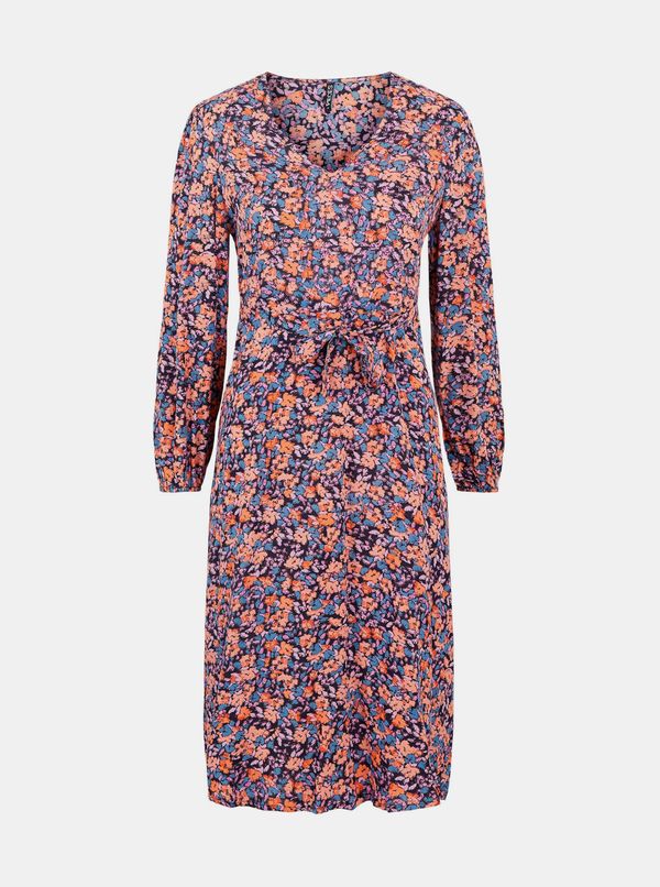 Pieces Blue and Pink Floral Dress with Ties Pieces Lubbie - Women