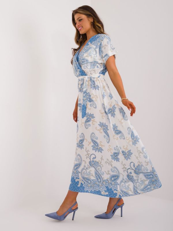 Fashionhunters Blue and white dress with oriental patterns