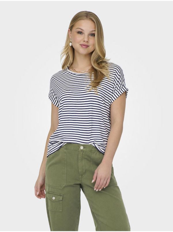 Only Blue and White Women's Striped T-Shirt ONLY Moster - Women