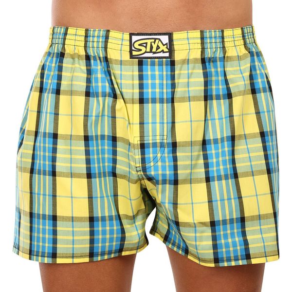 STYX Blue and yellow men's plaid shorts Styx