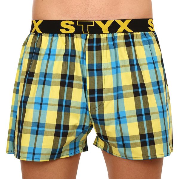 STYX Blue and yellow men's plaid shorts Styx