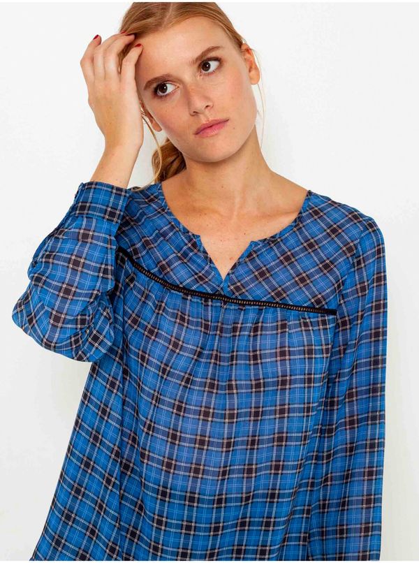 CAMAIEU Blue Checkered Loose Blouse CAMAIEU - Women