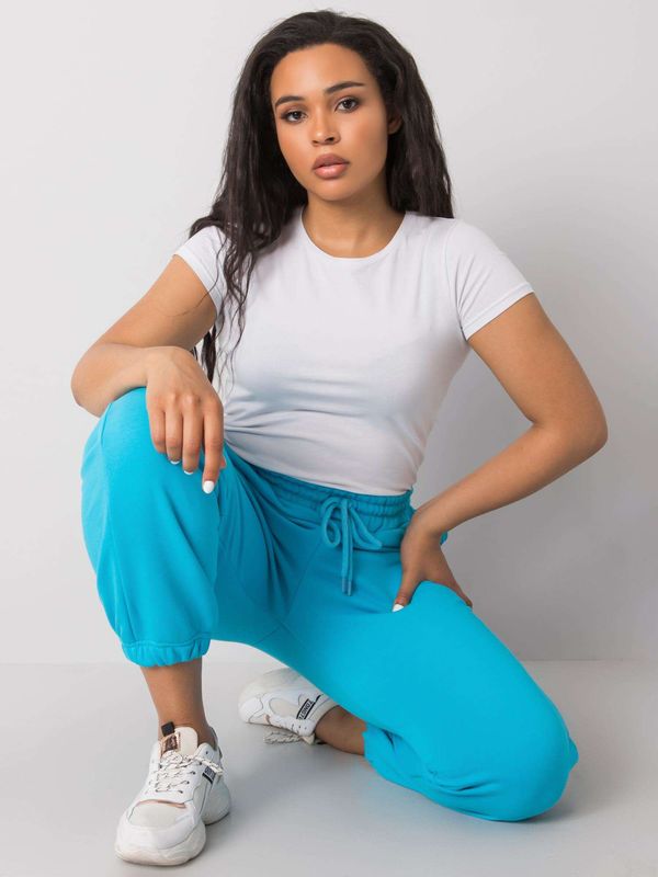 Fashionhunters Blue cotton sweatpants plus sizes