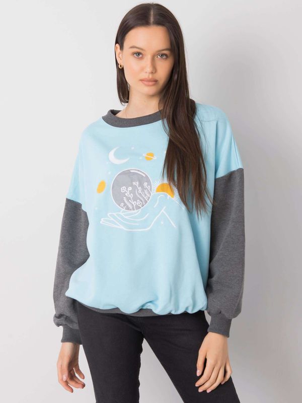 Fashionhunters Blue cotton sweatshirt