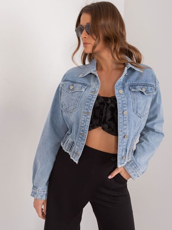 Fashionhunters Blue denim bomber jacket with elastic