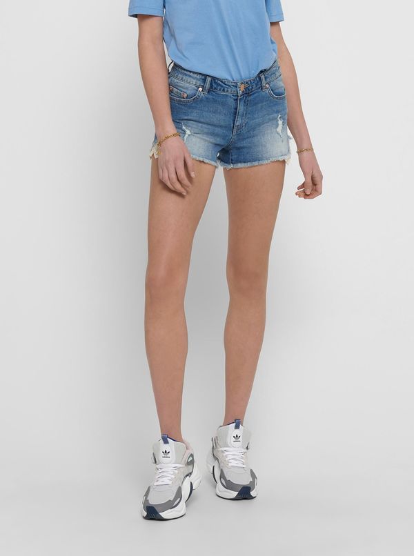 Only Blue Denim Shorts with Lace Details ONLY Carmen - Women