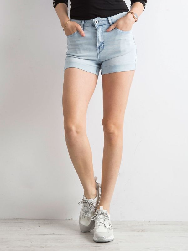 Fashionhunters Blue denim shorts with rolled up legs