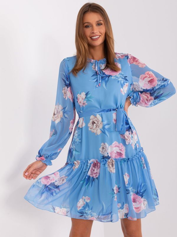 Fashionhunters Blue floral dress with ruffles
