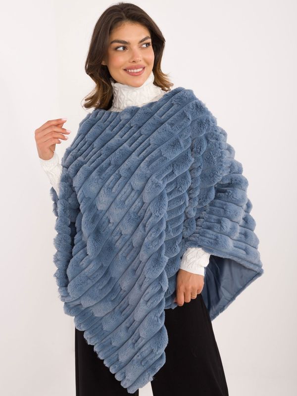 Fashionhunters Blue fur poncho with lining