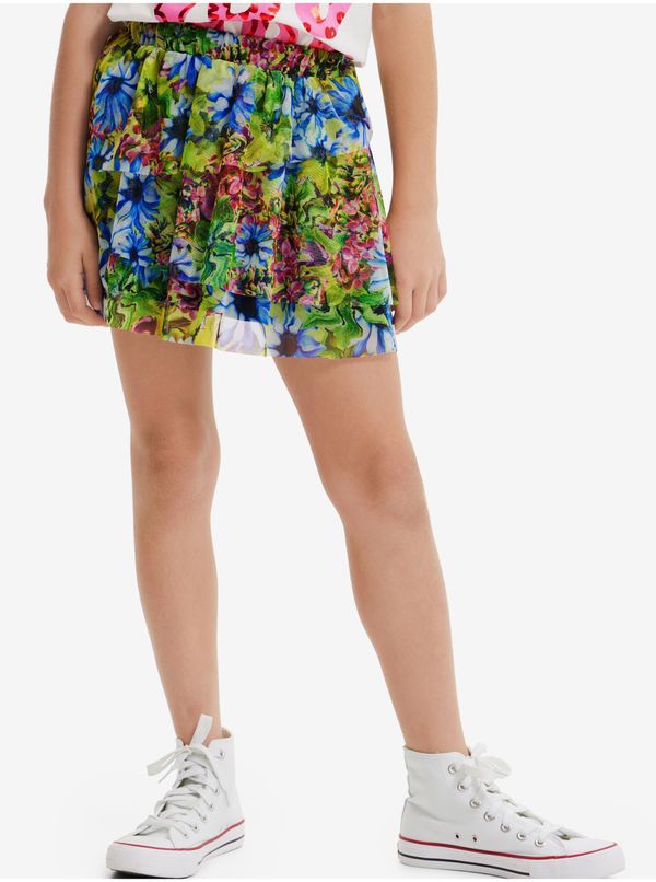 DESIGUAL Blue-green girly floral skirt Desigual Garden - Girls