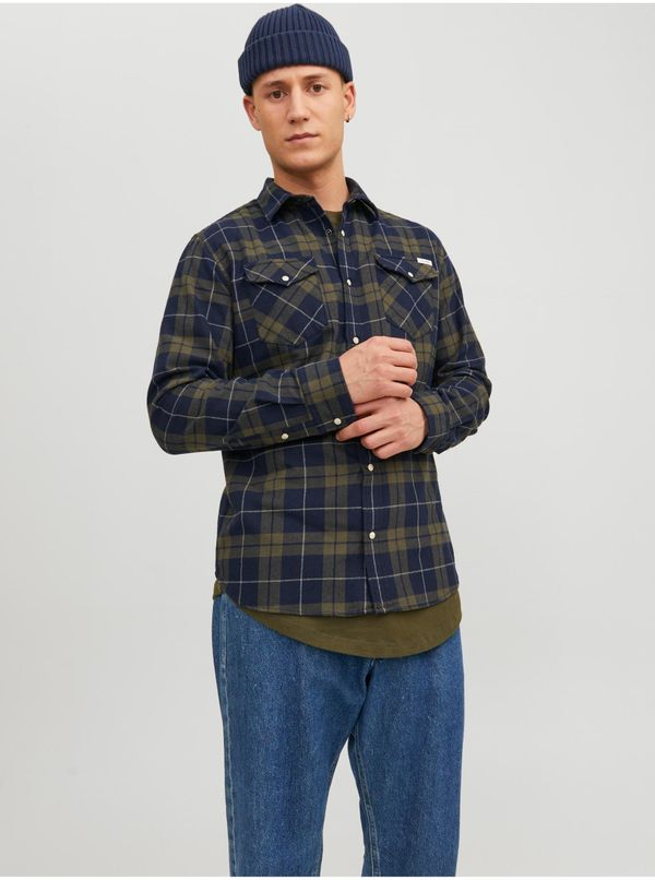 Jack & Jones Blue-green Men's Plaid Shirt Jack & Jones Heridan - Men