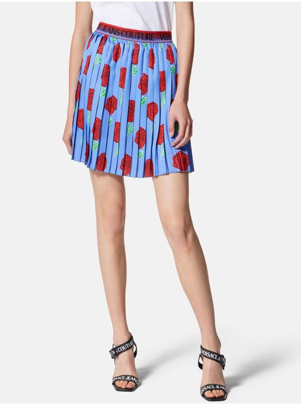 Versace Jeans Couture Blue Ladies Floral Pleated Skirt Versace Jeans Couture - Women