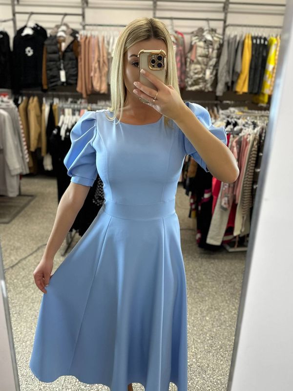 LIVIEN Blue long dress with puff sleeves LIVIEN