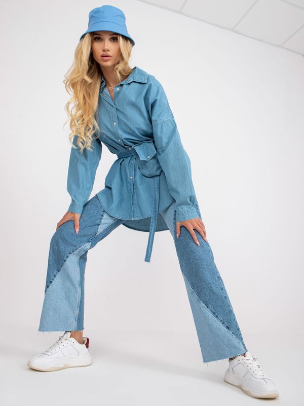 Fashionhunters Blue long oversize cotton shirt RUE PARIS