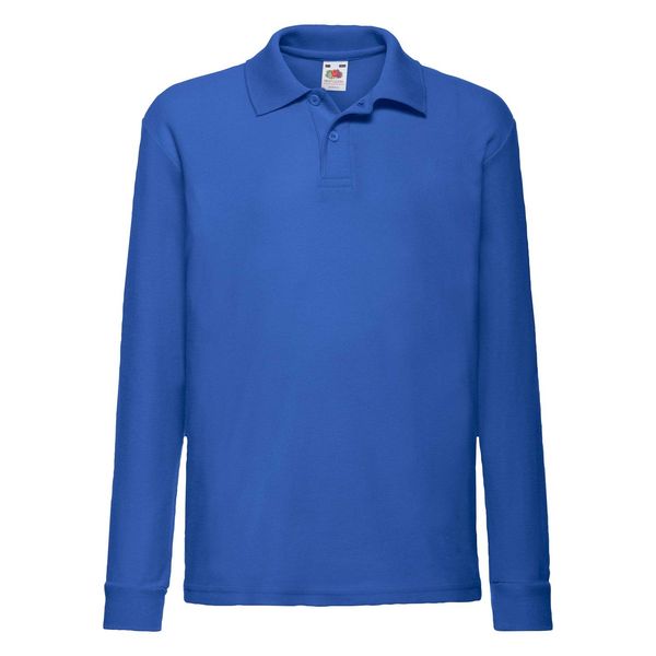 Fruit of the Loom Blue Long Sleeve Polo Shirt Fruit of the Loom