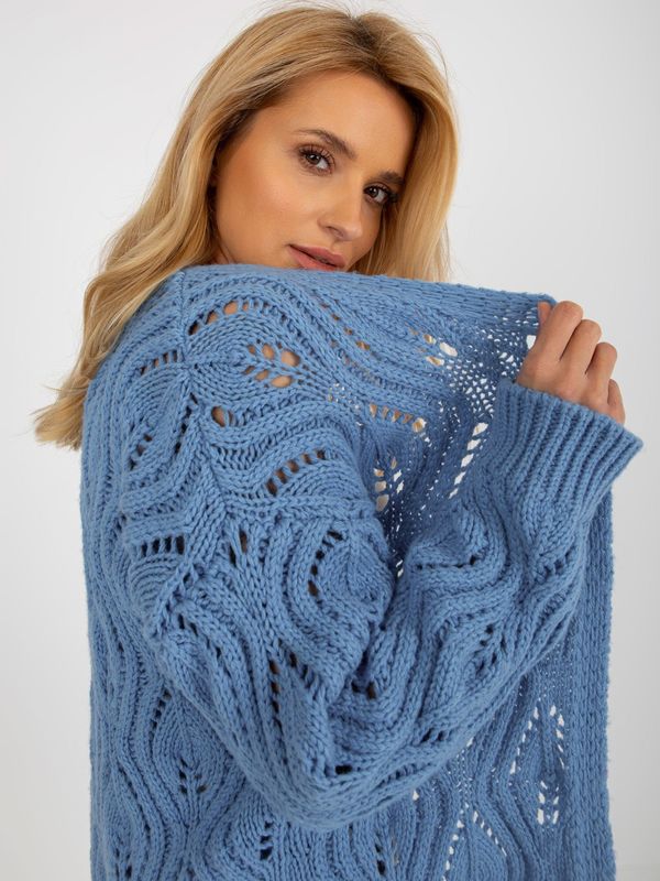 Fashionhunters Blue openwork cardigan without closure