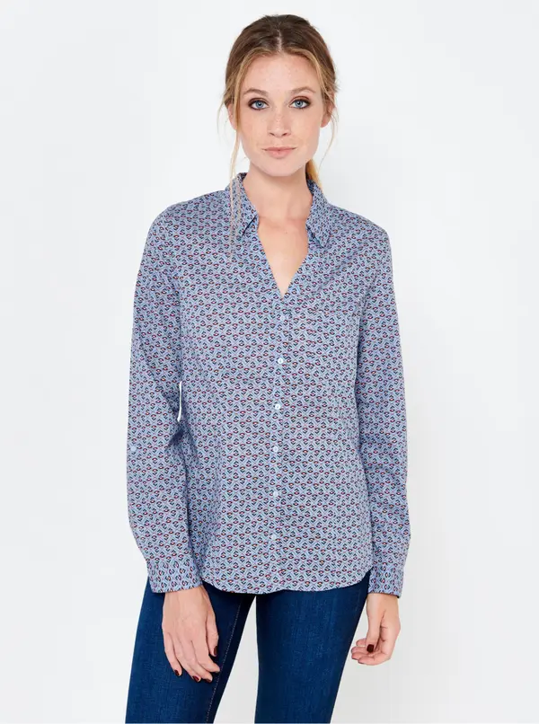 CAMAIEU Blue Patterned Shirt CAMAIEU - Women