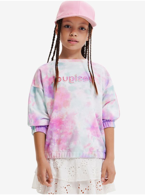 DESIGUAL Blue-pink girly batik sweatshirt Desigual Mandala - Girls