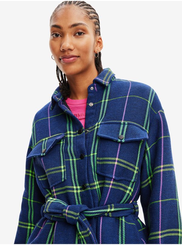 DESIGUAL Blue Plaid Shirt Jacket Desigual Paris - Women