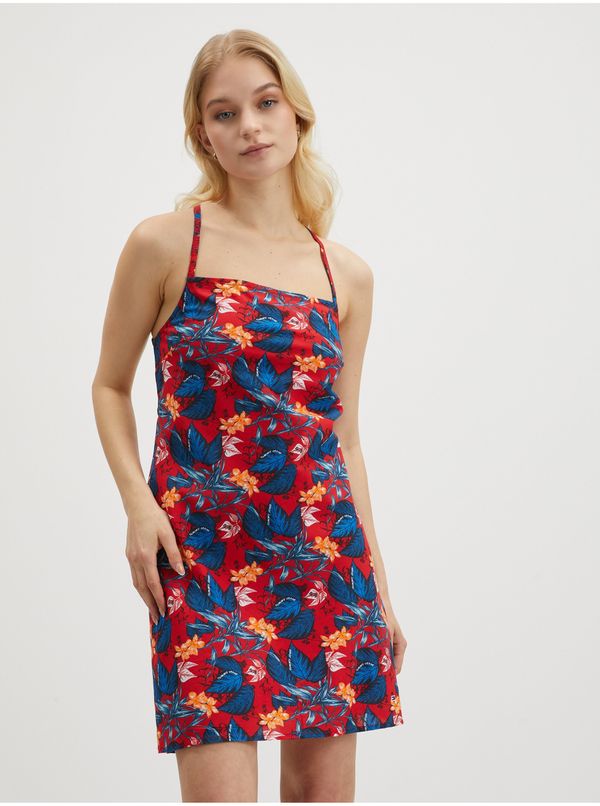 Tommy Hilfiger Blue-Red Women Floral Short Dress on Straps Tommy Jeans - Women