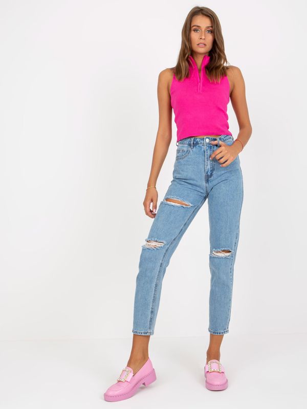 Fashionhunters Blue ripped mom jeans