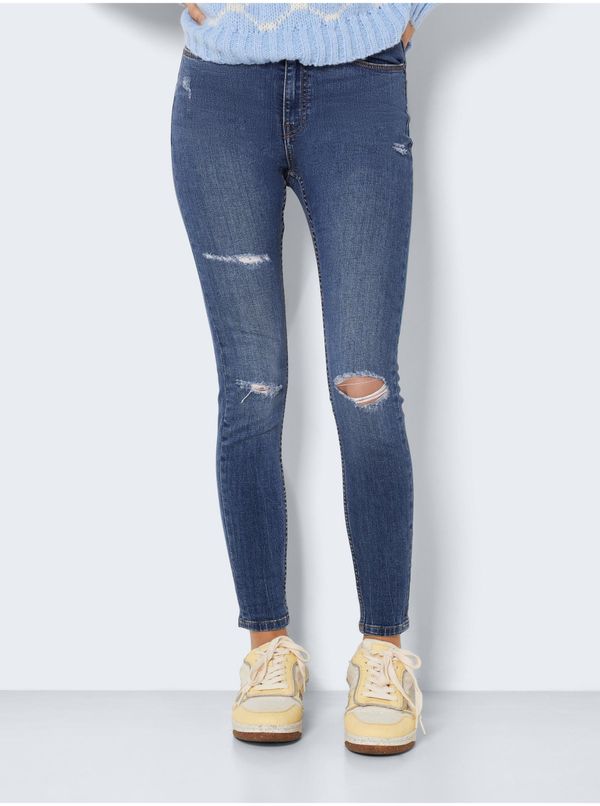 Noisy May Blue Skinny Fit Jeans with Tattered Effect Noisy May Buddy - Women