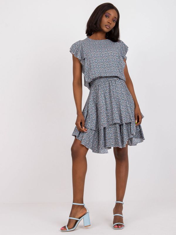 Fashionhunters Blue summer dress RUE PARIS with frills