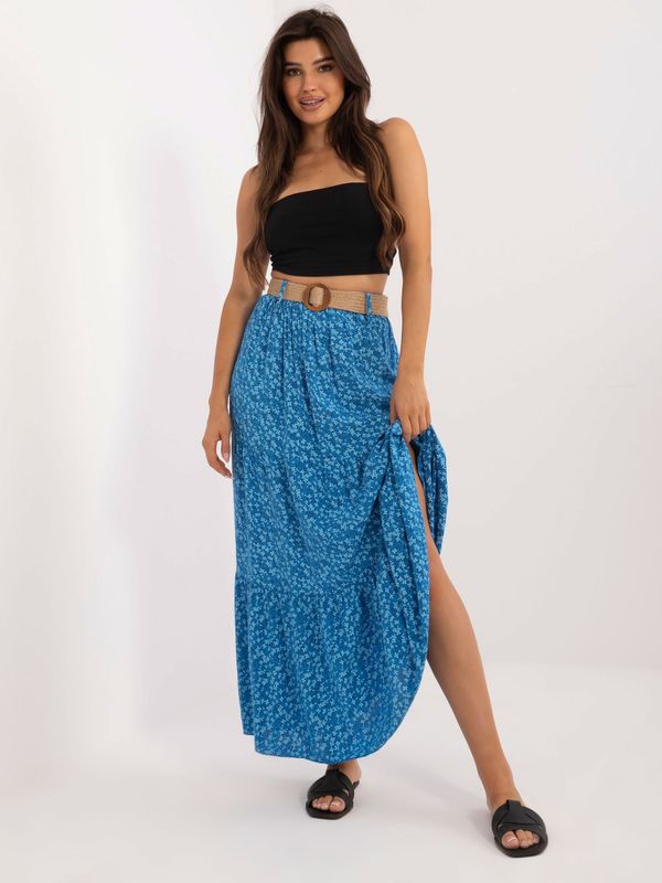 Fashionhunters Blue summer skirt with knitted belt