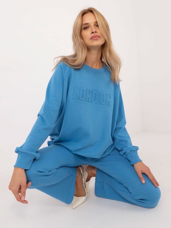 Fashionhunters Blue tracksuit with sweatshirt without hood