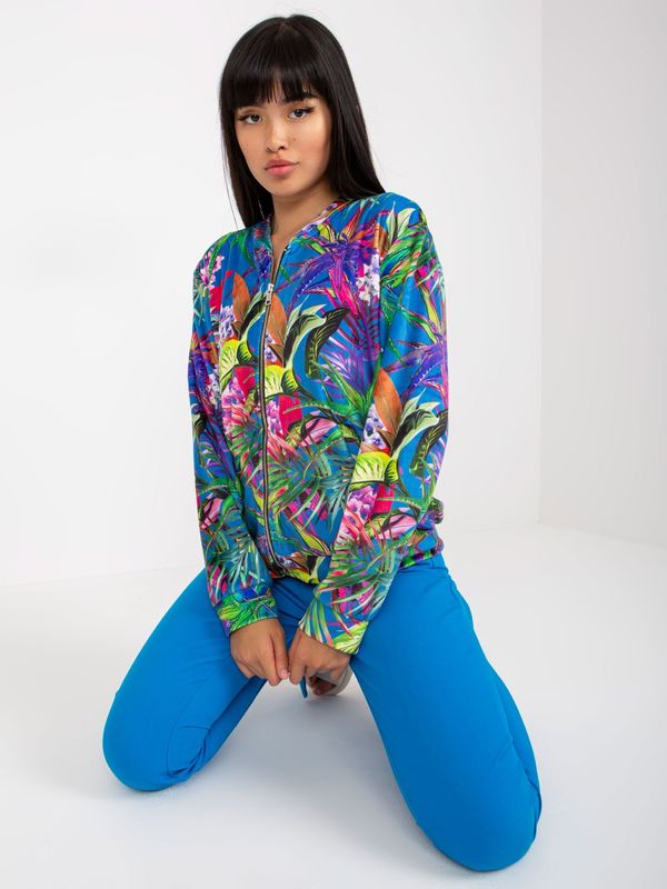 Fashionhunters Blue-violet bomber sweatshirt with print RUE PARIS