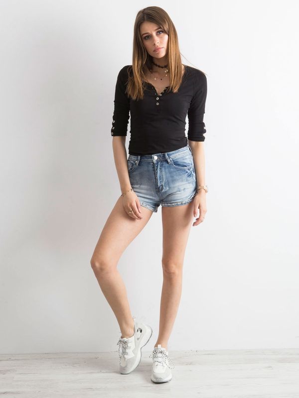 Fashionhunters Blue washed denim shorts