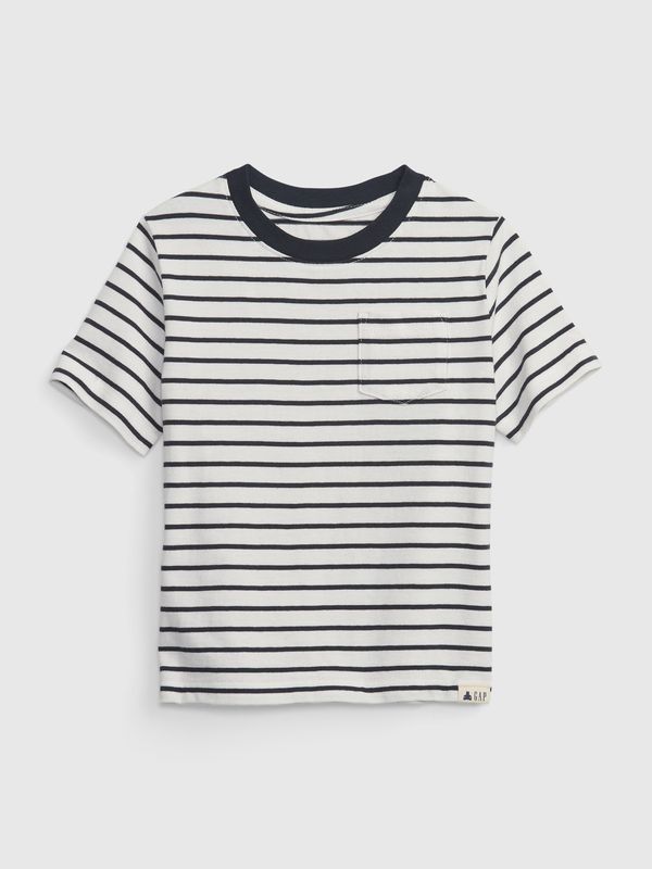 GAP Blue-white boys' striped T-shirt with pocket GAP