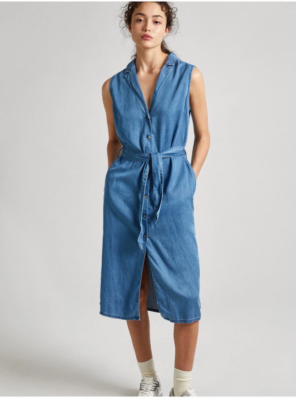 Pepe Jeans Blue women's denim mididress Pepe Jeans Maggie - Women