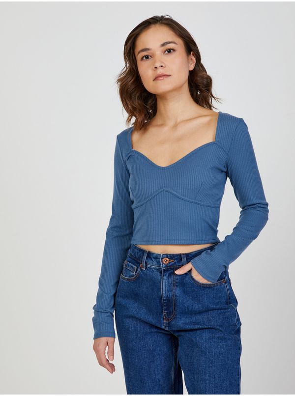 TALLY WEiJL Blue women's ribbed cropped T-shirt TALLY WEiJL - Women