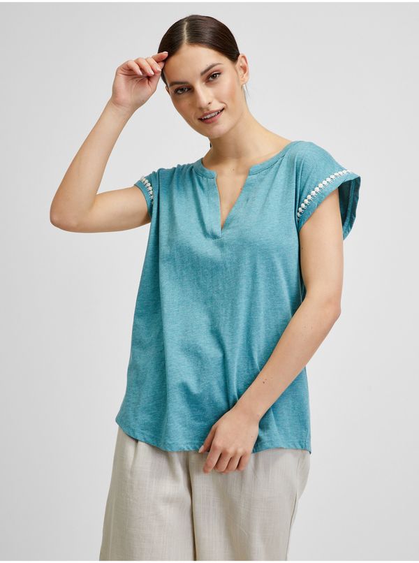 Brakeburn Blue Women's T-Shirt with Decorative Details Brakeburn - Women