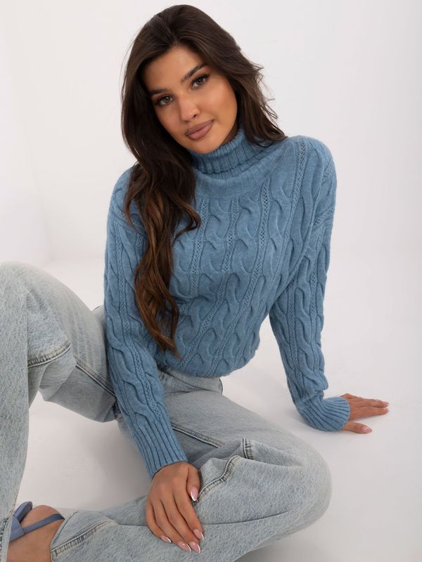 Fashionhunters Blue women's turtleneck