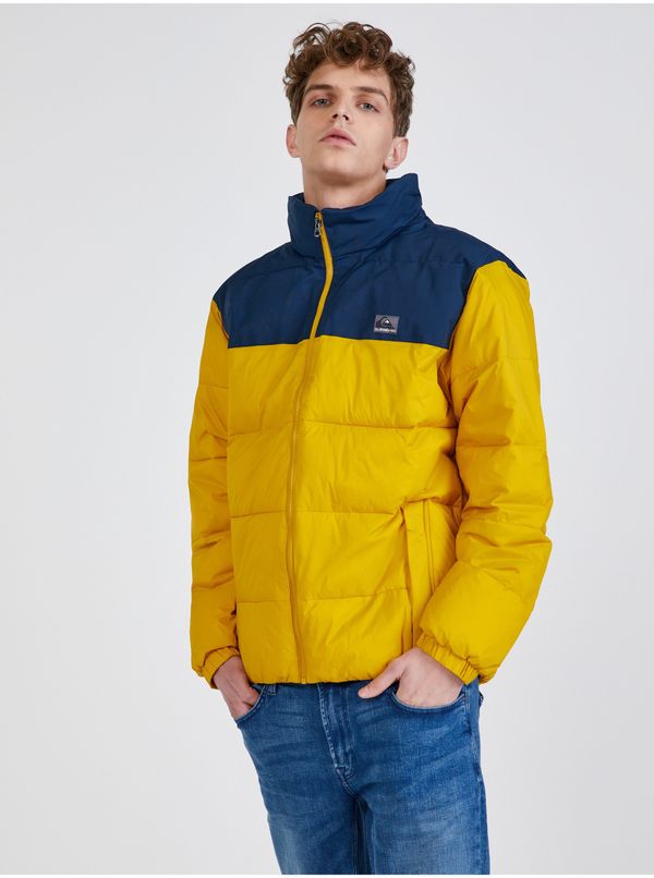 Quiksilver Blue-yellow Men's Quilted Winter Jacket Quiksilver Wolf Shoulde - Men