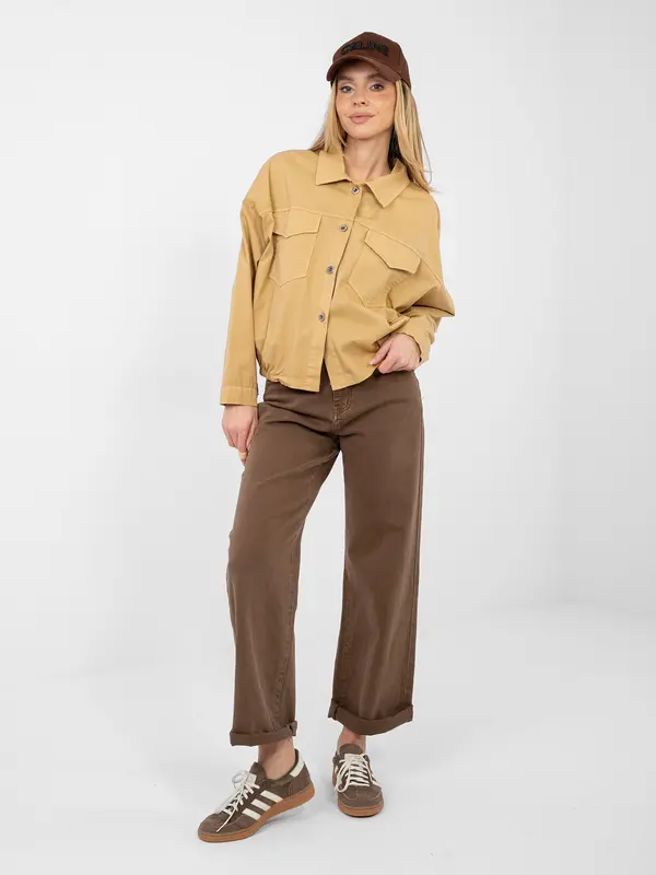 RUE PARIS Bluza iz kamelje kože z dolgimi rokavi