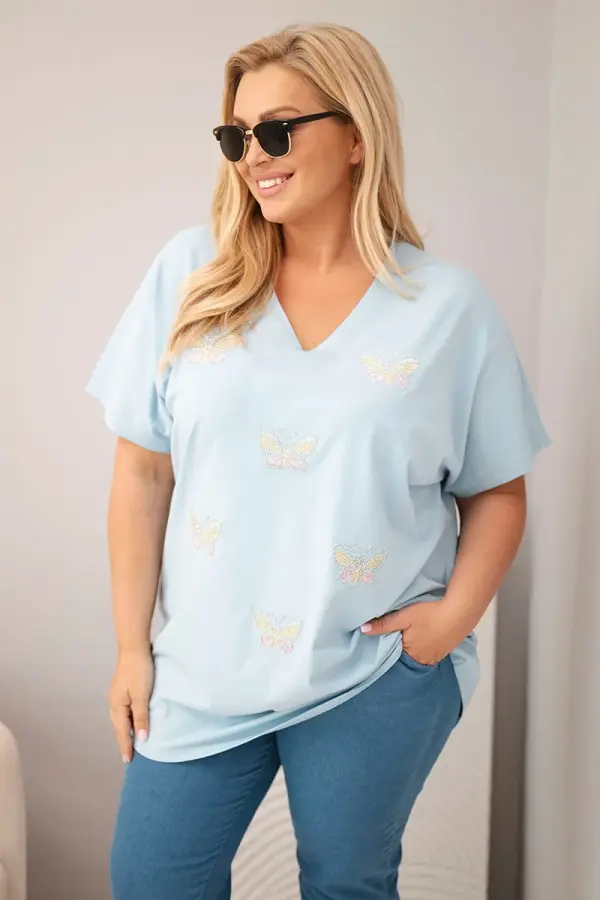 Kesi Bluza Kesi Plus Size z modrimi metulji