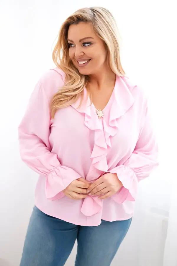Kesi Bluza Kesi Plus Size z volančki in broško