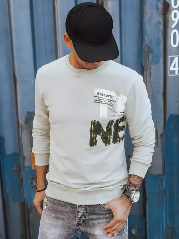 DStreet Bluza męska z nadrukiem beżowa Dstreet