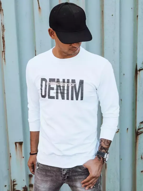 DStreet Bluza męska z nadrukiem biała Dstreet